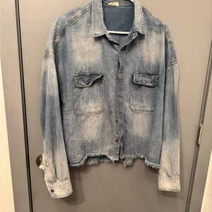 Washed Light Blue Denim Button-Down Shirt